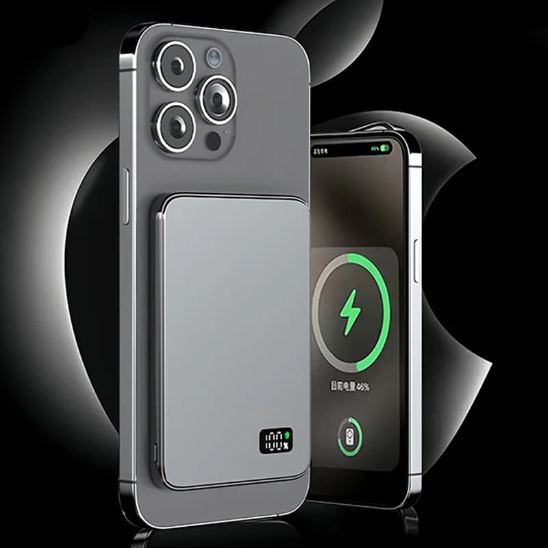 Ultra Cienki Power Bank MagSafe, Szybkie Ładowanie, Wyświetlacz LED, Przenośny, dla iPhone Samsung Airpods 📱